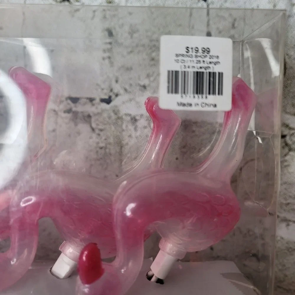 New Brite Star Set of 10 Lighted Patio Lights Pink Flamingo Indoor Outdoor